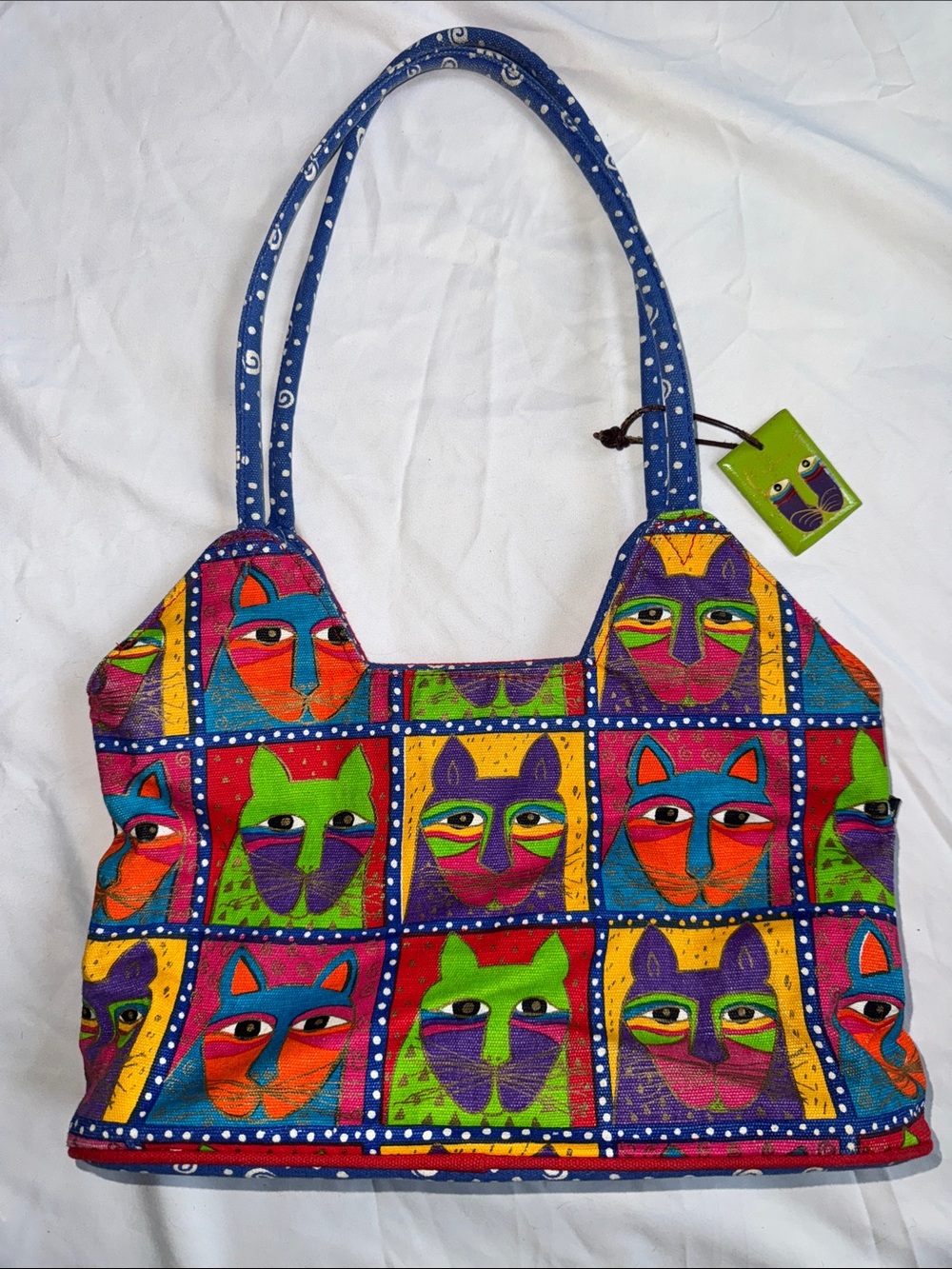 Laurel Burch Colorful Cat Patchwork Shoulder purse